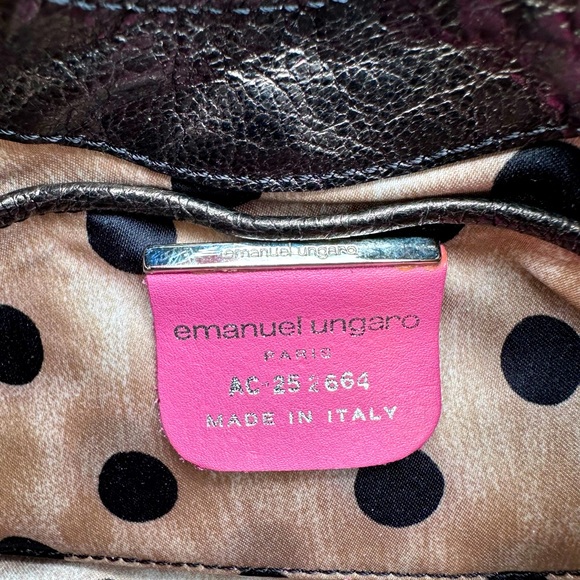 Emanuel Ungaro- Black and Brown Metallic Evening Bag with Rhinestone Details. - Picture 3 of 13